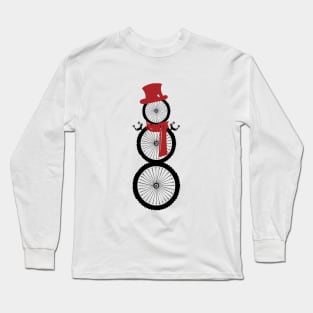 Cycling Snowman (Black/Red) Long Sleeve T-Shirt